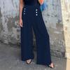 Женские модные повседневные однотонные эластичные свободные широкие брюки на пуговицах