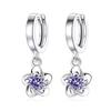 New 925 Sterling Silver Women Earrings Pendant Fashion Peony All -Match High Quality Zircon Pair Earring Jewelry Gift