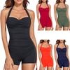 New One-piece Swimsuit Female Sexy Large Size Solid Color Swimsuit