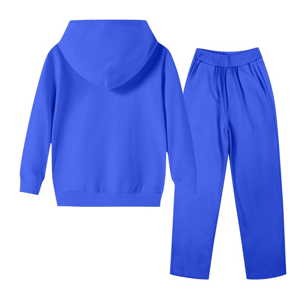 Kids' Plush Long Sleeve Long Pants Loose Pullover Bow Print Hoodie Set