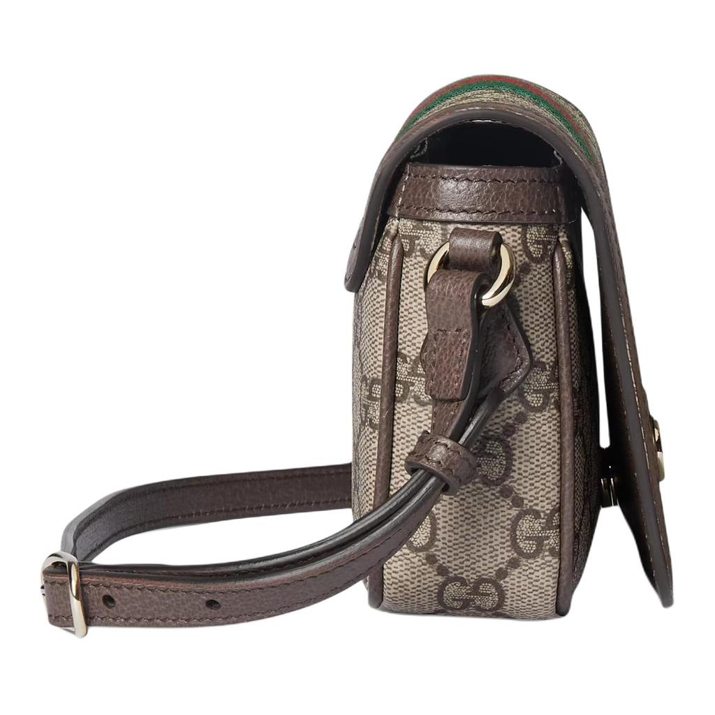 Gucci Ophidia Logo Classic Canvas And Leather Mini Shoulder Bag Women shoulder bag Beige Dark-Brown 838471-FAE0P-9746