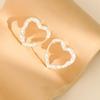 ANENJERY Simple Hollow Heart Earrings Temperament Couple Heart Earrings for Women Texture Jewelry Gift Wholesale
