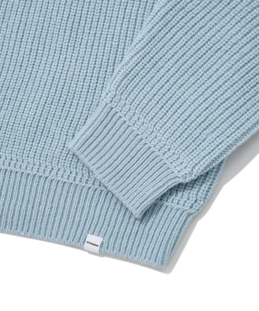COVERNAT Open Collar Knit Blue