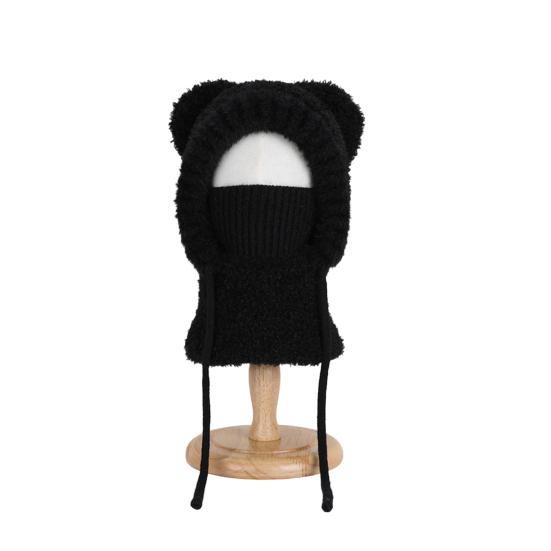 Детская шапка плюшевая с ушками медведя, теплая, ветрозащитная, зимняя, с защитой лица и функцией шейного платка, вертикальный головной убор