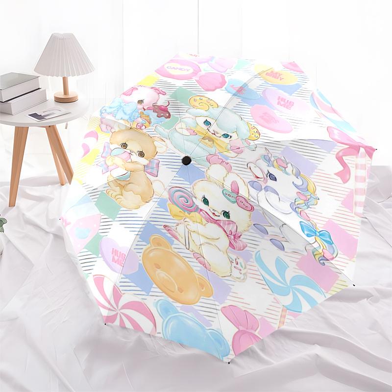 Candyland Cute Animal Rain Umbrella - Automatic Open/Closed, Foldable Design, 8-Rib Iron Frame, Outdoor Use, Festival Gift, Suitable for Fan