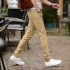Мужские повседневные брюки из эластичного хлопка прилегающего силуэта в корейском стиле
