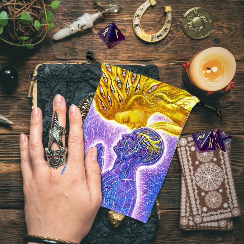 Мешочек для карт Таро Композитный флис Затягивающийся мешочек для хранения Мешочек для хранения Таро Мешочек для рунных костей Мешочек для украшений Мешочек для подарков на вечеринку/Рождество