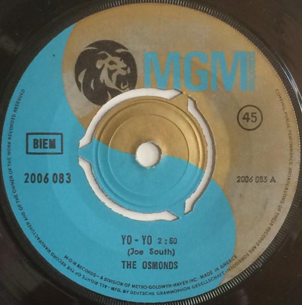 7-дюймовая пластинка OSMONDS DONNY OSMOND YoYo Go Away Little Girl 2006083 MGM Records 1971 Греция Рок Б/у