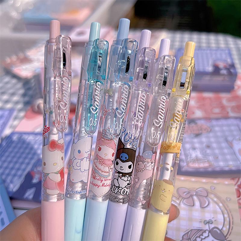 6 шт. Sanrio Аниме Нейтральная ручка Каваи Ми Милоди Куроми Пачакко Студенческая Мультяшная Нажимная ручка Детские Канцелярские Принадлежности Подарок Школьные Принадлежности