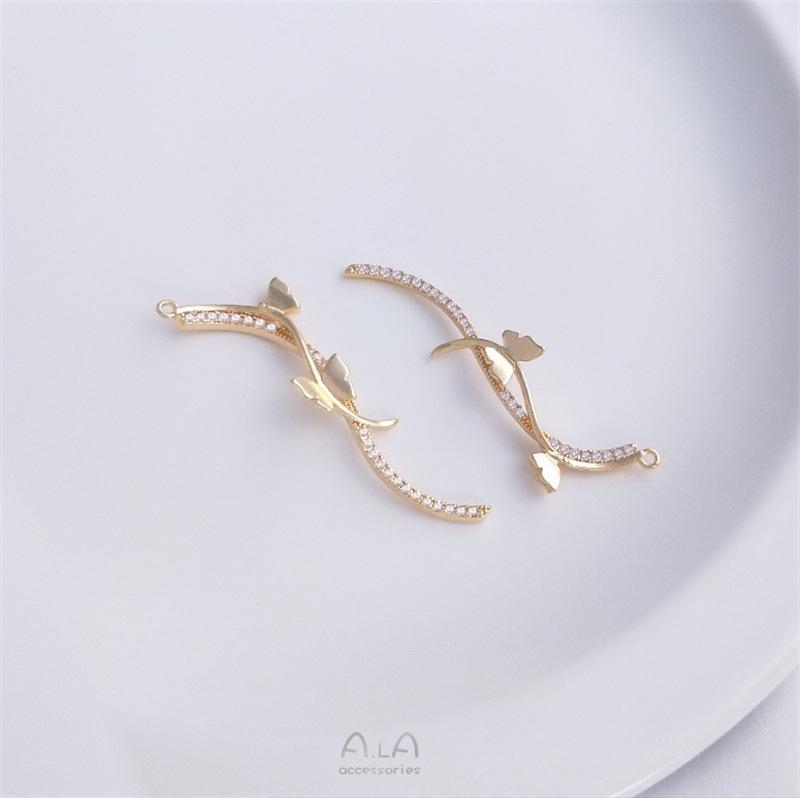 Серьги-подвески с кисточками-бабочками из 14-каратного золота с цирконом и сохранением цвета для DIY-украшений