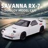 1:24 Mazda RX7 RX-7 Супер Спортивный Автомобиль Звук и Свет Инерционный Механизм Коллекция Украшения Моделирование Литая Модель Машины Литье Детская Игрушка Подарок Мальчику