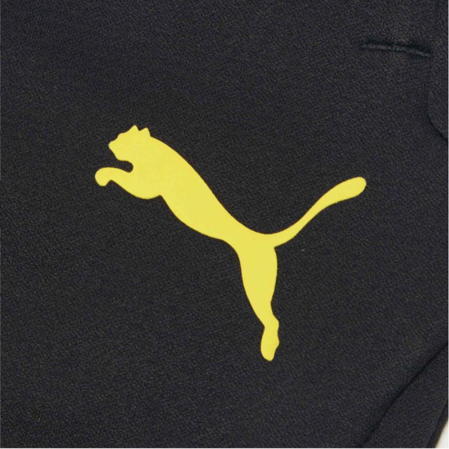 Puma Боруссия Дортмунд Футбольный принт с эластичными манжетами и средней талией Трикотажные джоггеры Мужские брюки Черные 758583-02