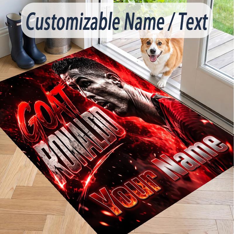 Custom Text Printed Rug Cristiano Ronaldo Non Slip Floor Carpet For Home Room Decor