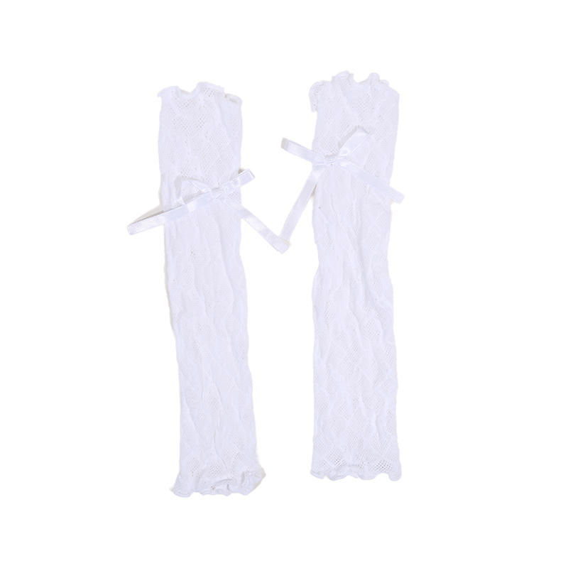 Lace Ruffle Lolita Lace Gloves Black White Bowknot Strapping Arm Warmers Japanese UV Protection Mittens Cosplay Accessories