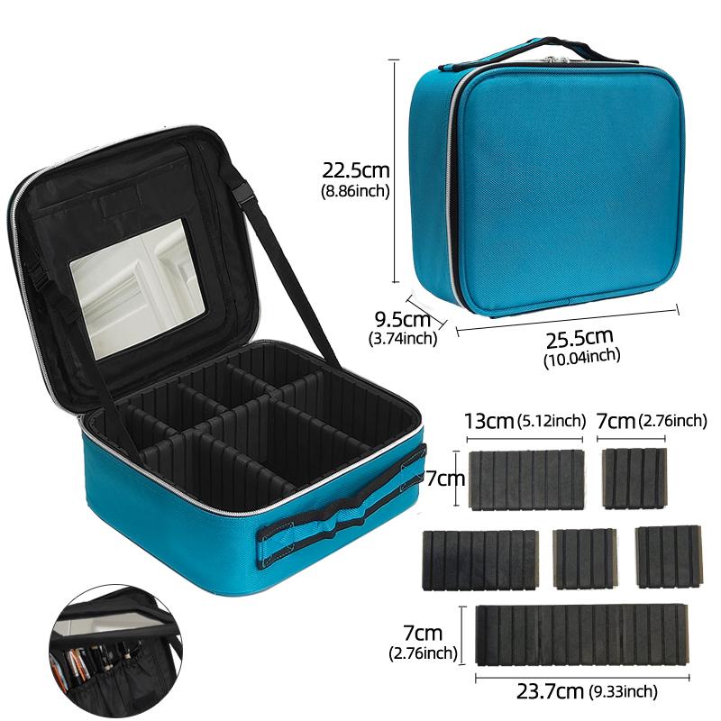 New Cosmetic Bag With Mirror Beauty Brush Makeup Bag Travel Necessary Waterproof Large Capacity Travel Tattoo Makeup Case