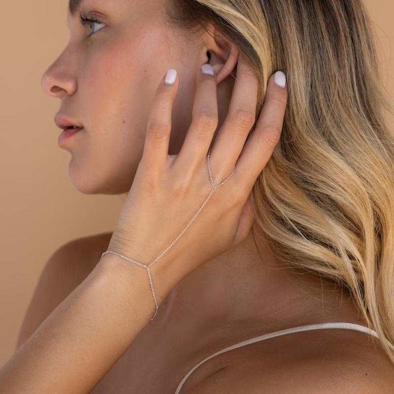 Минималистичные тонкие цепочки, соединенные кольцами для пальцев, браслеты для женщин, многослойные винтажные браслеты-звенья с шариками, элегантные украшения для вечеринок