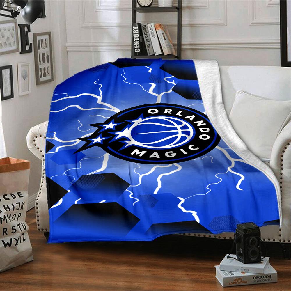 Orlando Magic Logo Print Flannel Blanket High Quality Warm Comfortable Cover for All Seasons Perfect for Gifts Home Decor