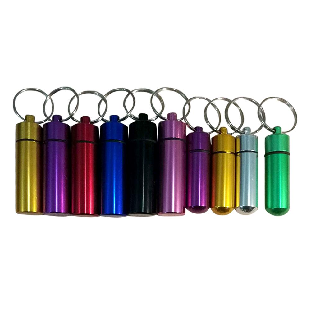 Mini Waterproof Pill Box Case Portable Outdoor Aluminum Pills Bottle Stash Holder with Keychain