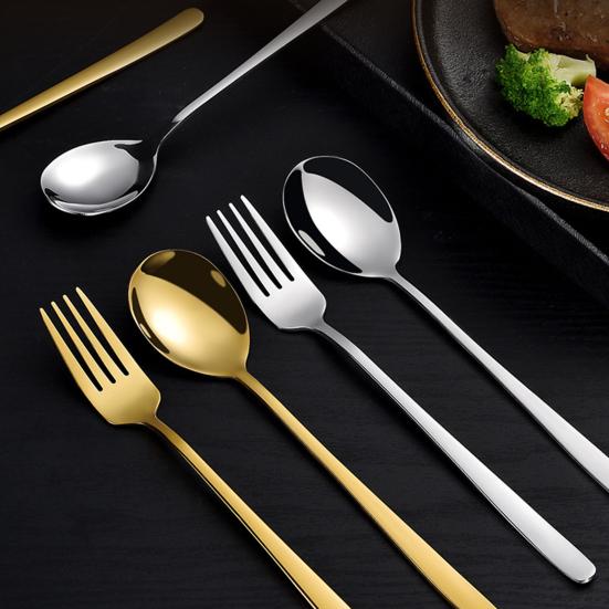 Ложка Вилка Нержавеющая сталь Корейский стиль Элегантный Прочный Легко чистить