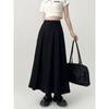 Long Pleated Skirt Women Black Vintage High Waist A-line Korean Style Midi School Skirt Autumn Casual Fashion Female