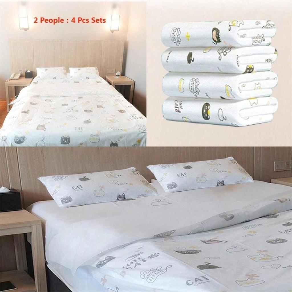 4 шт. Одноразовые простыни King Size, Одноразовые натяжные простыни, Покрытие для постельного белья в поездку, Для отеля, Одноразовая простыня для путешествий