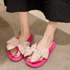 2024 Summer Ladies Bows EVA Flip-flops Soft-soled Non-slip Women's Cloud Slippers Beach Women Shoes Casual Flat Slippers Slides