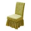 Jacquard Dining Chair Cover Elastic Chair Slipcover with Long Ruffled Skirt Stretchy Chair Cover for Dining Room Wedding Banquet Decor