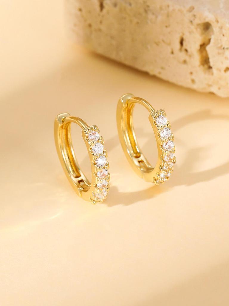 Серьги-кольца из меди с инкрустацией цирконами - Женские классические, универсальные, стильные каффы