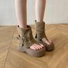 Roman toe short cool boots women's summer 2025 new retro versatile thick-soled trousers advanced sense pinch sandals