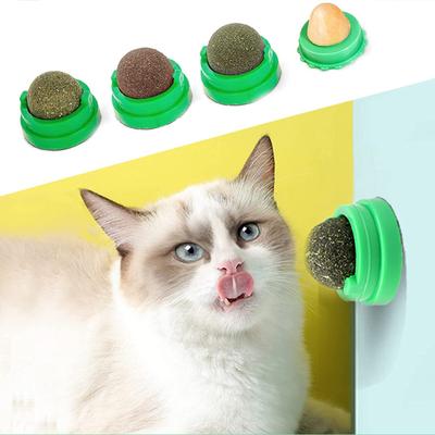 Вращающиеся шарики из кошачьей мяты для кошек с двусторонней наклейкой, натуральная здоровая игрушка из кошачьей мяты, самодовольная игрушка для домашних животных