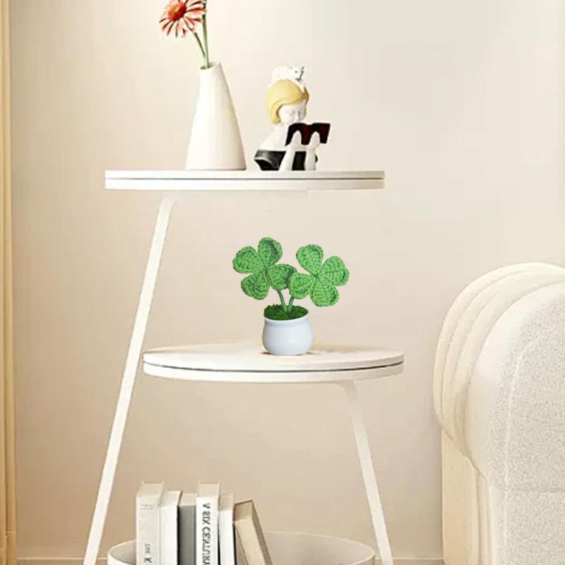 1 шт. вязаное растение в горшке в стиле Ins Garden Finished Clover Four Leaf ручная работа имитация цветка украшение стола украшение для дома
