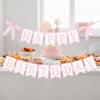 JIEYAO Pink Bow Happy Birthday Banner, Coquette Birthday Garland with Scalloped Letters for Bow Birthday Decorations Women Cake Smash Party