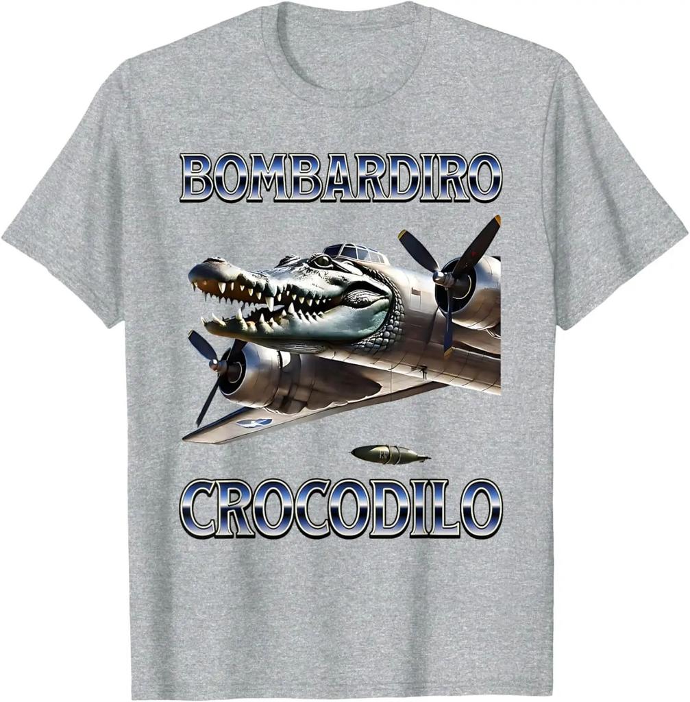 Bombardino Crocodilo Meme T-Shirt Men Women Short Sleeve Cotton Tees Funny Graphic T-shirt Y2k Outfit Summer Tops Men's Clothing