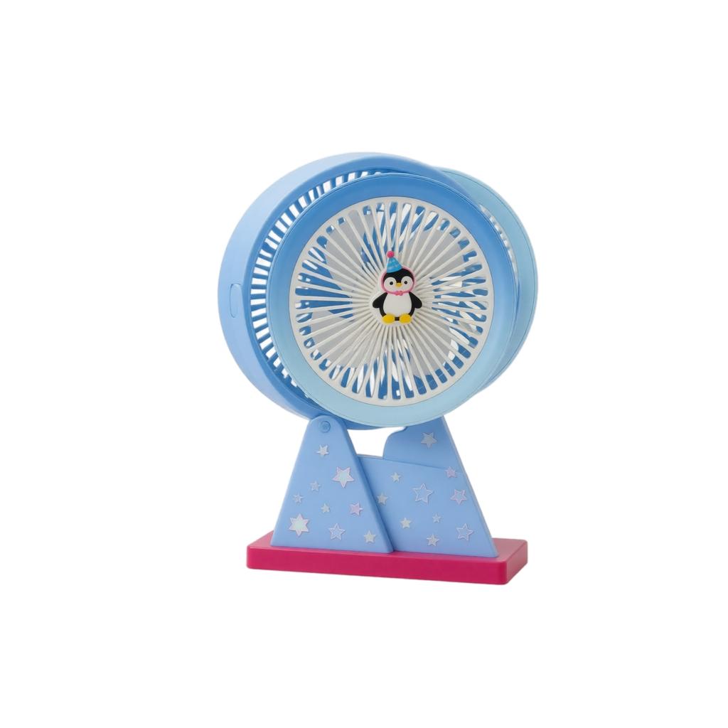 Portable Rechargeable Mini Fan with Cartoon Design Compact Small Desk Fan USB Powered Adjustable Angle for Personal Use
