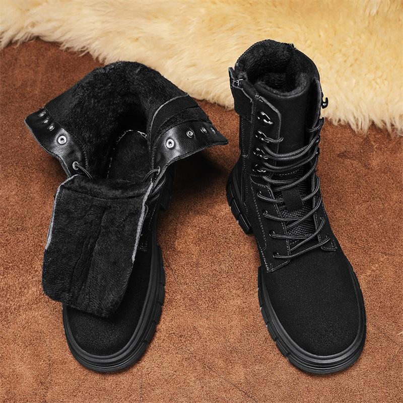 Stylish Winter Men Ankle Boots Autumn High Quality Sneaker Leather Plush Snow Desert Boots Work Shoes Men Outdoor Snow Boots