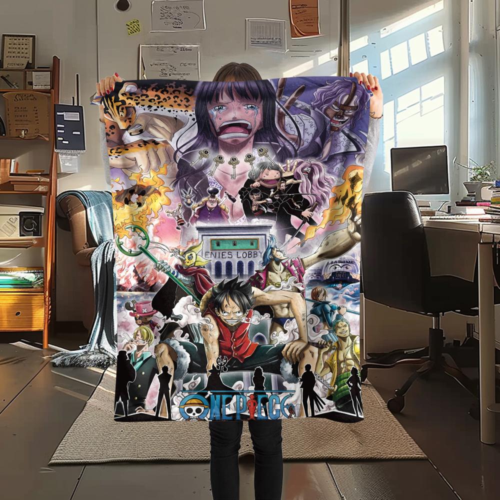 Фланелевое одеяло с принтом персонажей One Piece, Высококачественное, Удобное для всех сезонов, Декор для дома, Тепло и уют, Идеально для рождественских подарков
