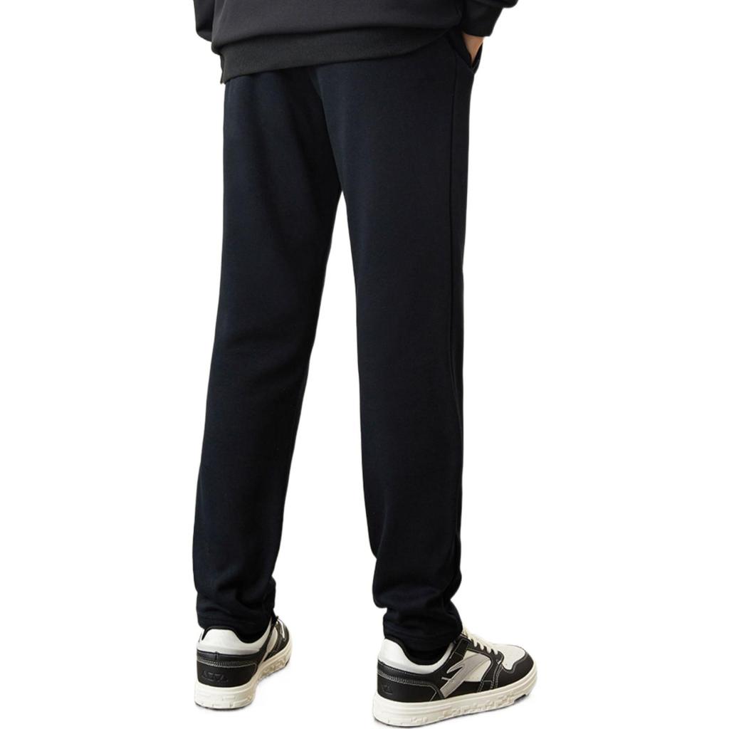 Anta Однотонные трикотажные спортивные брюки со средней посадкой на флисовой подкладке, мужские брюки, черные 152241330N-1