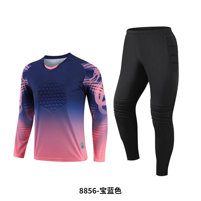 Football goalkeeper jersey set Men's adult long-sleeved sponge pads Game training goalkeeper jersey Spot wholesale