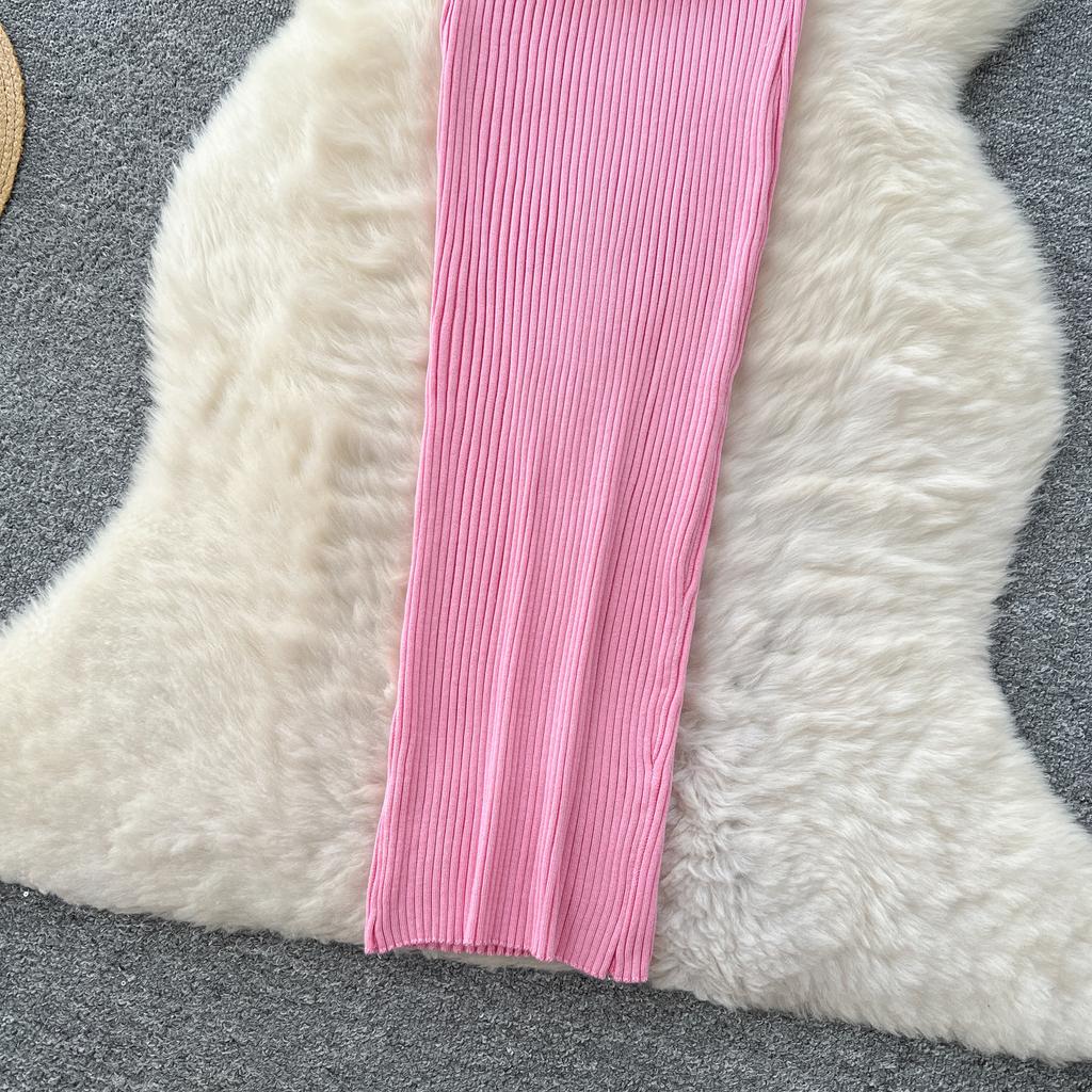 RUGOD сексуальное ажурное трикотажное платье 2025 года, облегающее, с коротким рукавом, с круглым вырезом, французское женское нежное облегающее длинное платье