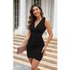 Летнее женское элегантное приталенное платье-футляр без рукавов с глубоким V-образным вырезом