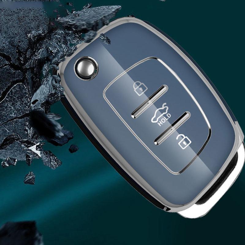 Чехол-футляр из ТПУ для автоключа Защитный корпус Подходит для Hyundai Ix25 Ix35 Ix45 I10 I20 I30 Hb20 Elantra Solaris Sonata Santa Fe Sport Tucson