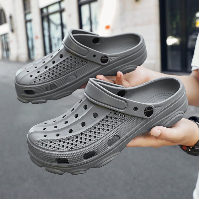 2024 новые модные пляжные тапочки нескользящие тапочки из ЭВА Bebealy мужские тапочки-сабо с отверстиями мужские тапочки для сада мужские слайдеры с поддержкой свода стопы