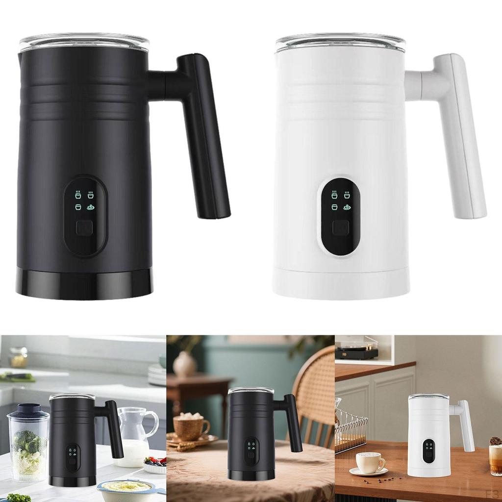 4 in 1 Milk Frother Cappuccinos Auto Shut Off Soft Foam Maker Large Capacity Black