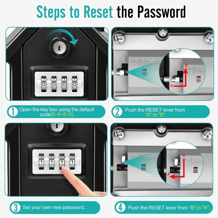 Coffre À Clé - Noir - Grand - Code Numérique - Résistant À L'eau - Utilisation Extérieure