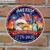 Плоская 2D 1 шт. Америка 250-летие со Дня Рождения 1776-2026 Патриотический Знак, Металлический Венок Круглый Знак, Декоративная Табличка, Декор Двери Спальни, Наружная Табличка и Стена