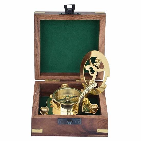 Brass Sundial Compass for Hiking,  Nautical Compass for Outdoor, Pocket Compass for Hiking