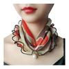 Faux Silk Scarf Lightweight Mesh Soft Shiny Touch Edge-covered Design Scarf with Faux Pearl Decor Neck Decoration
