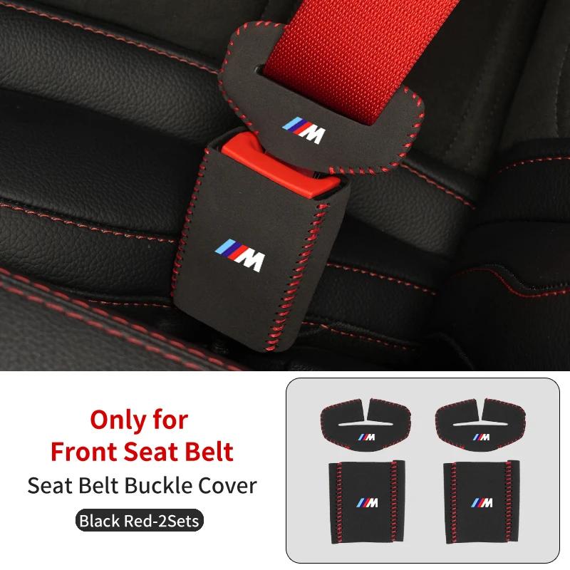 BAAK1 New 2025 2PC Car Seat Belt Buckle Protective Cover Safety Belt Plug Clip Case For BMW M X1 X3 X5 X6 X7 E30 E90 M3 E84 E83 E91 E7