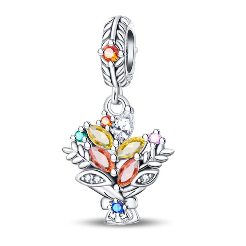 Медь Золотая Осенняя Серия Шармы Бусины Пугало Тыква Кленовый Лист Шармы Для Женщин Изысканные DIY Украшения