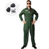 Men Pilot Costume Aviator Uniform Adult Army Green Military Pilot Jumpsuit Halloween Party Cosplay Outfit